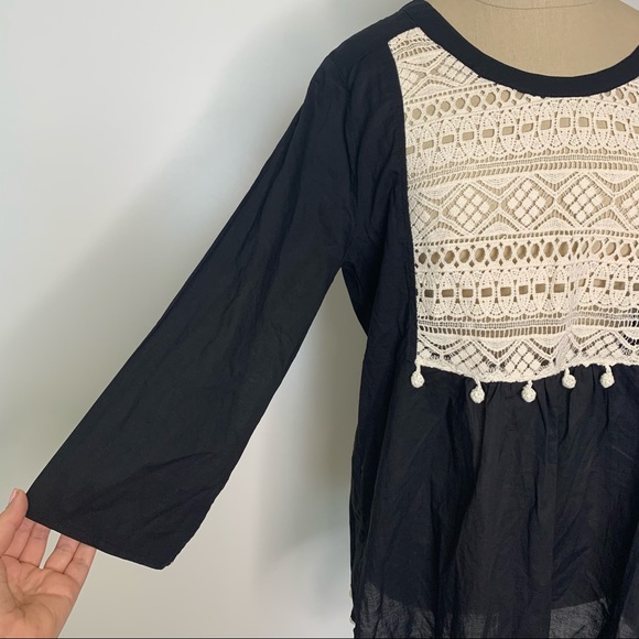 Umgee Embroidered black peplum top - Picture 6 of 15